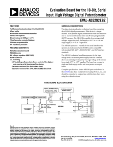 Evaluation Board for the 10-Bit, Serial Input, High Voltage Digital Potentiometer EVAL-AD5292EBZ