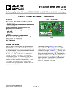 ADM3051 CAN Transceiver Evaluation Board User Guide