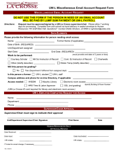 UW-L Miscellaneous Email Account Request Form M E