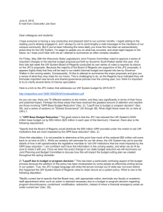 June 8, 2015 E-mail from Chancellor Joe Gow  Dear colleagues and students: