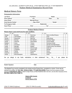 Student Medical Examination Record Form Medical History Form