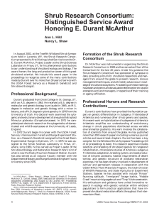 Shrub Research Consortium: Distinguished Service Award Honoring E. Durant McArthur