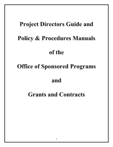 Project Directors Guide and Policy &amp; Procedures Manuals of the