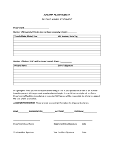 ALABAMA A&amp;M UNIVERSITY GAS CARD AND PIN ASSIGNMENT