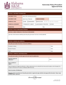 University Policy Approval Form - Alabama A&M