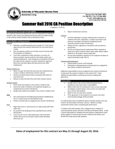 Summer Hall 2016 CA Position Description