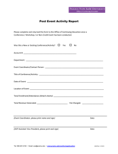 Post Event Activity Report Form - Prairie View A&M