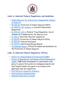 Links to Selected Federal Regulations and Guidelines