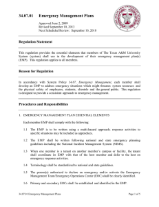 34.07.01 Emergency Management Plans  Regulation Statement