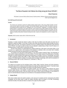 The Role of Scandal in the Political Life of Italy... Mediterranean Journal of Social Sciences Elena Proskurina MCSER Publishing, Rome-Italy