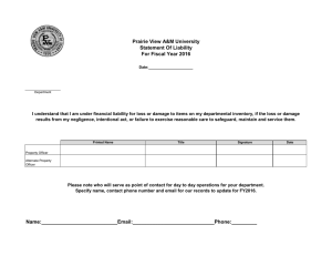Prairie View A&amp;M University Statement Of Liability For Fiscal Year 2016