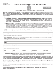 TEXAS HOTEL OCCUPANCY TAX EXEMPTION CERTIFICATE CLEAR FORM