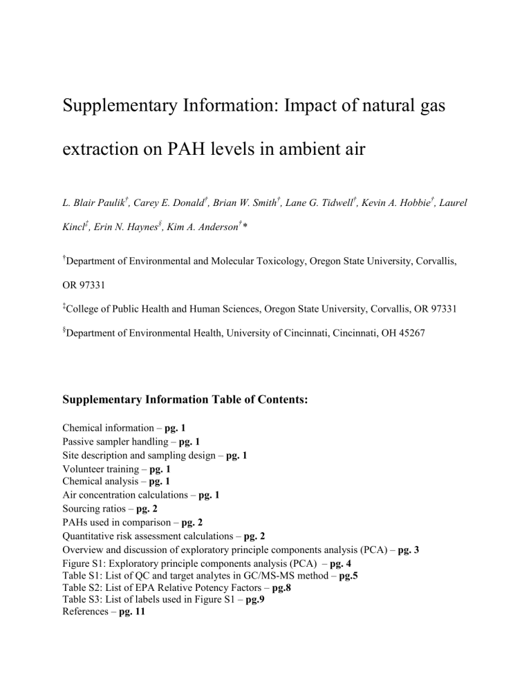 Supplementary Information Impact of natural gas
