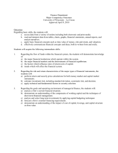 Finance Department Major Competency Outcomes University of Wisconsin – La Crosse