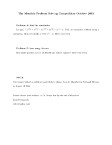 The Monthly Problem Solving Competition–October 2013