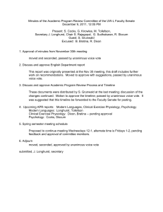 Minutes of the Academic Program Review Committee of the UW-L... December 9, 2011, 12:05 PM