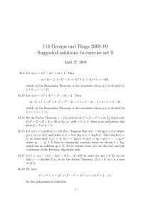 114 Groups and Rings 2008–09 Suggested solutions to exercise set 9