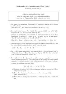 Mathematics 1214: Introduction to Group Theory Homework exercise sheet 9