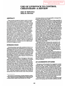 USE OF LIVESTOCK TO CONTROL CHEATGRASS-A REVIEW John F. Vallentine Allan R. Stevens