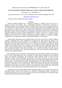 The Characterisation of Heather Foliage and Canopies by Hyperspectral Reflectance