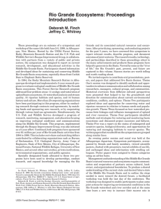 Rio Grande Ecosystems: Proceedings Introduction Deborah M. Finch Jeffrey C. Whitney