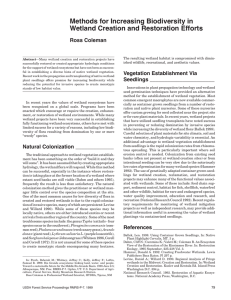 Methods for Increasing Biodiversity in Wetland Creation and Restoration Efforts Ross Coleman