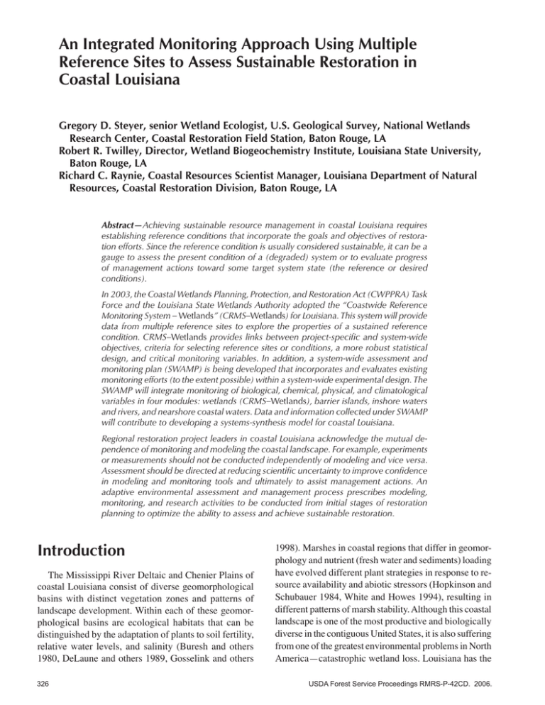 An Integrated Monitoring Approach Using Multiple Coastal Louisiana