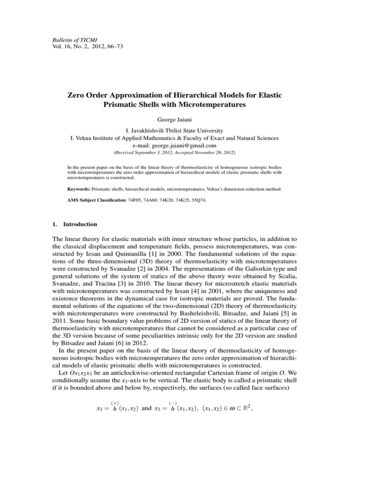 zero-order-approximation-of-hierarchical-models-for-elastic