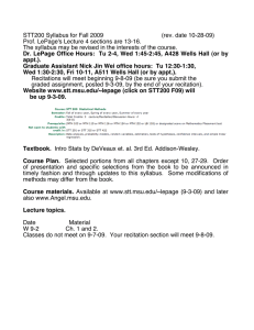 STT200 Syllabus for Fall 2009      ... Prof. LePage's Lecture 4 sections are 13-16.