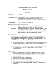 Mechanical Engineering and Mechanics  MEM 238 Dynamics Fall 2006