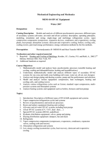 Mechanical Engineering and Mechanics  MEM 414 HVAC Equipment