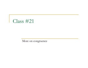 Class #21 More on congruence