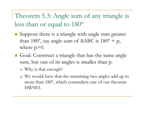 Theorem 5.3: Angle sum of any triangle is