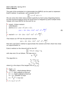 Euler's Method Math 2280-002, Spring 2013