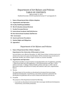 Department of Art Bylaws and Policies  TABLE OF CONTENTS