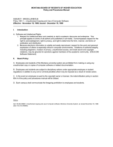 MONTANA BOARD OF REGENTS OF HIGHER EDUCATION Policy and Procedures Manual