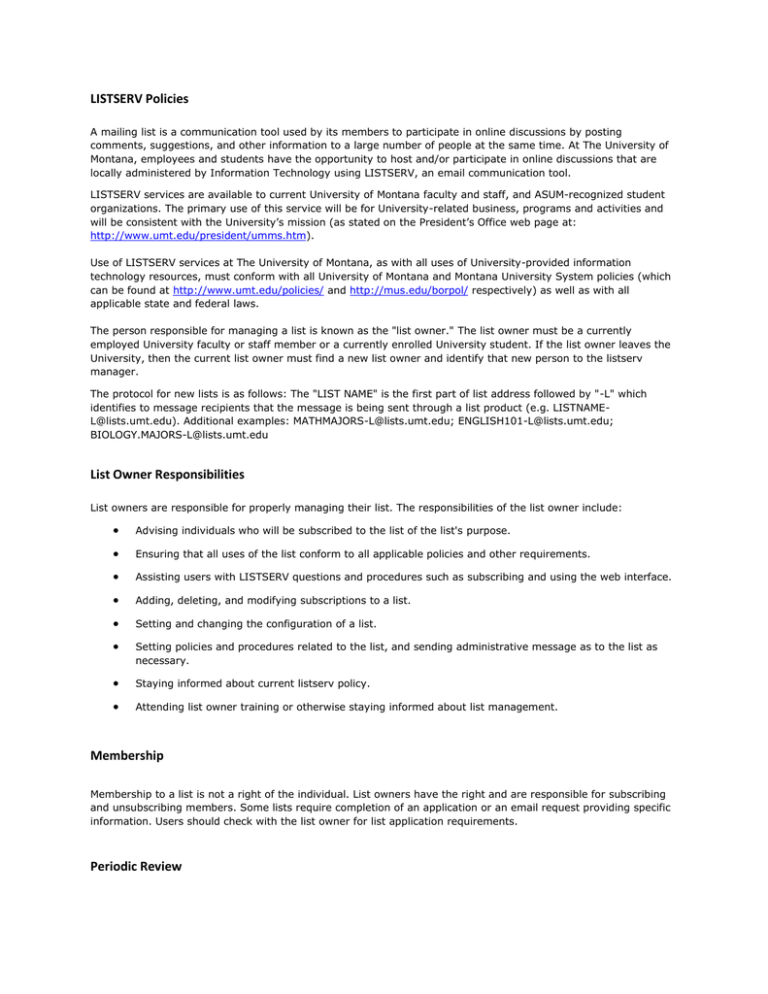 LISTSERV Policies