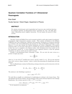 Quantum  Correlation  Functions  of  1-Dimensional Paramagnets