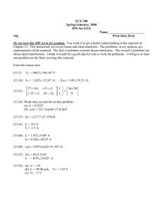 ECE 300 Spring Semester, 2008 HW Set #12X Name_______________________