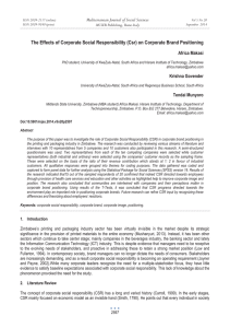 The Effects of Corporate Social Responsibility (Csr) on Corporate Brand... Mediterranean Journal of Social Sciences Africa Makasi MCSER Publishing, Rome-Italy