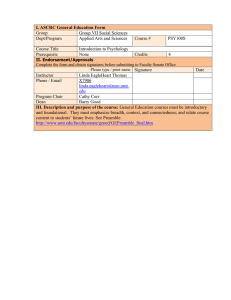 I. ASCRC General Education Form Group Group VII Social Sciences Dept/Program