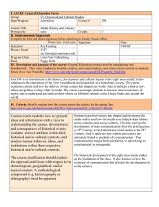 I. ASCRC General Education Form Group VI- Historical and Cultural Studies Dept/Program