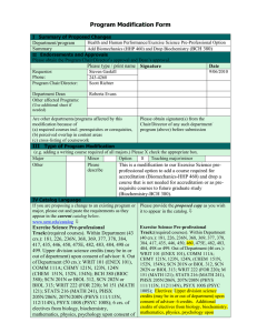 Program Modification Form  Department/program Summary