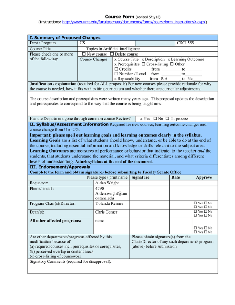 Course Form