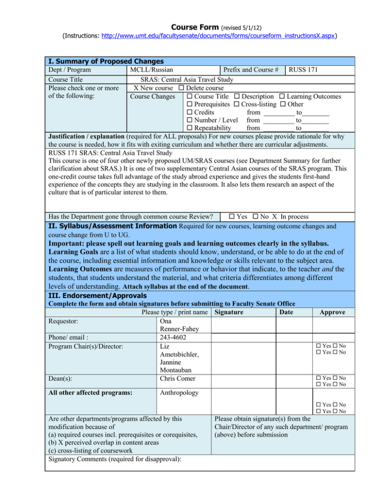 Course Form