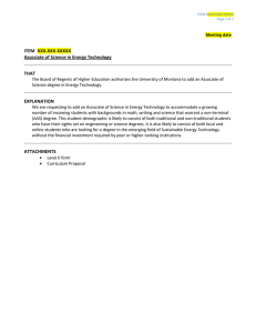 Energy Technology Associate of Science Degree Proposal