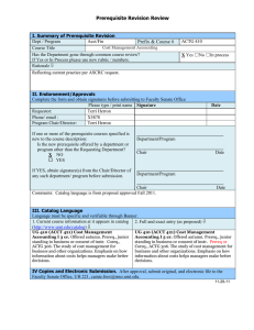 Prerequisite Revision Review  Prefix &amp; Course #