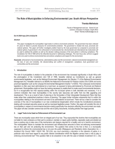 The Role of Municipialities in Enforcing Environmental Law: South African... Mediterranean Journal of Social Sciences Themba Mathebula MCSER Publishing, Rome-Italy