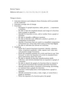 Review Topics:  Things to know…