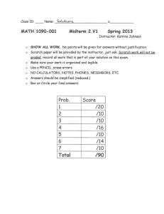 MATH 1090-001 Midterm 2.V1 Spring 2013